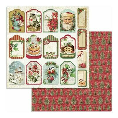 STAMPERIA CLASSIC CHRISTMAS TAGS 12X12 Single Sheet