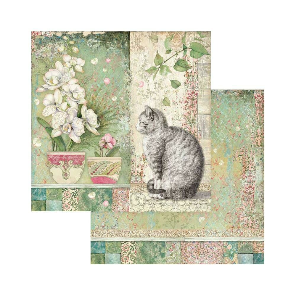 STAMPERIA CAT &amp; VASE 12x12 Single Sheet
