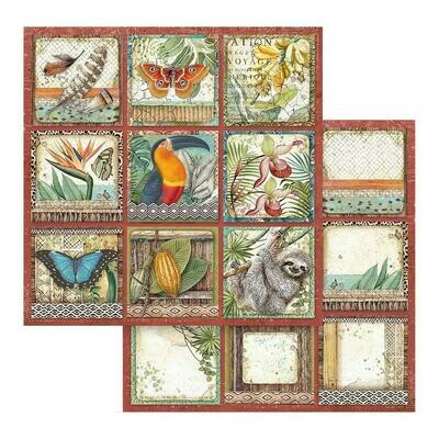 STAMPERIA AMAZONIA SQUARE TAGS 12x12 Single Sheet