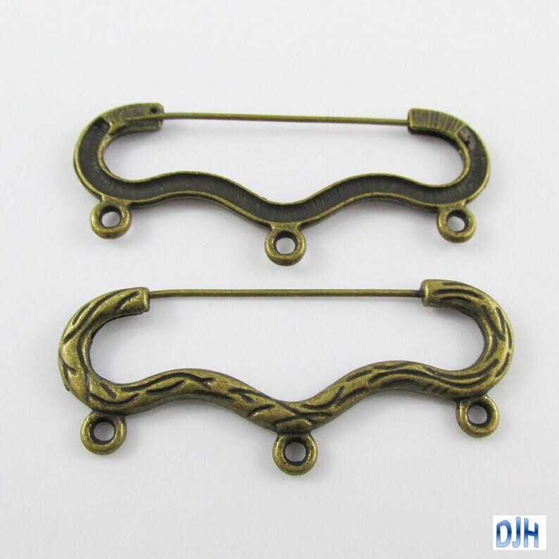 3 Loop Bronze Safety Pin Brooch