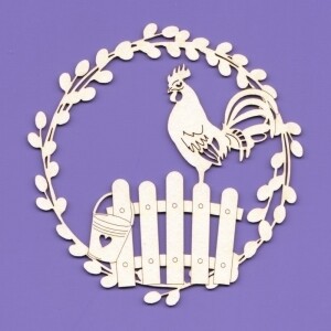 Wreath with Rooster on a Fence