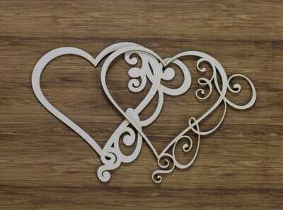 2D Wisteria Heart Chipboard