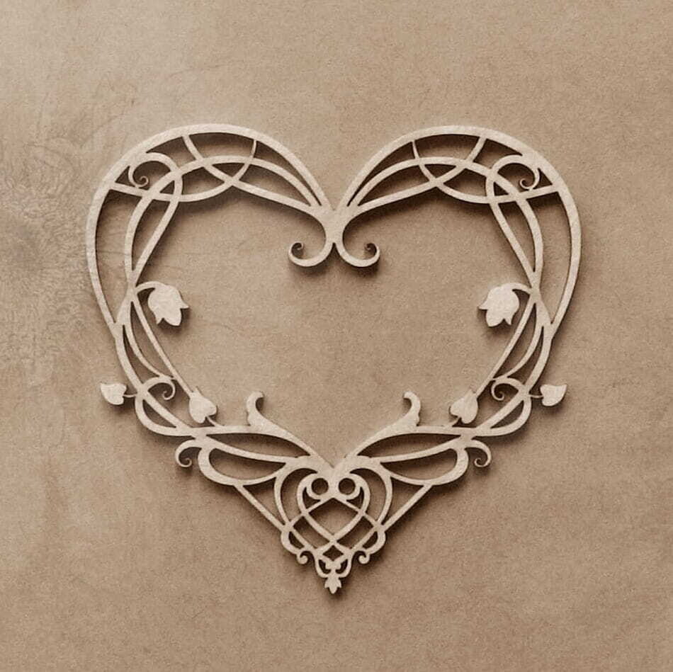 Flowery Heart Chipboard