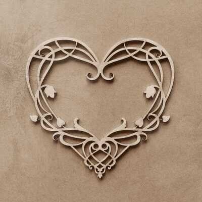 Flowery Heart Chipboard