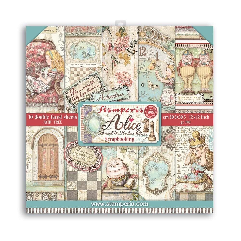 STAMPERIA ALICE (through the looking glass) 12x12 Paper Set