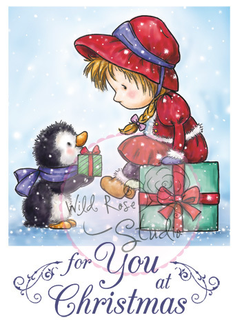 Girl and Penguin Clear Stamp