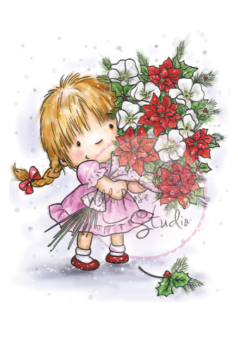 Girl with Xmas Bouquet Clear Stamp