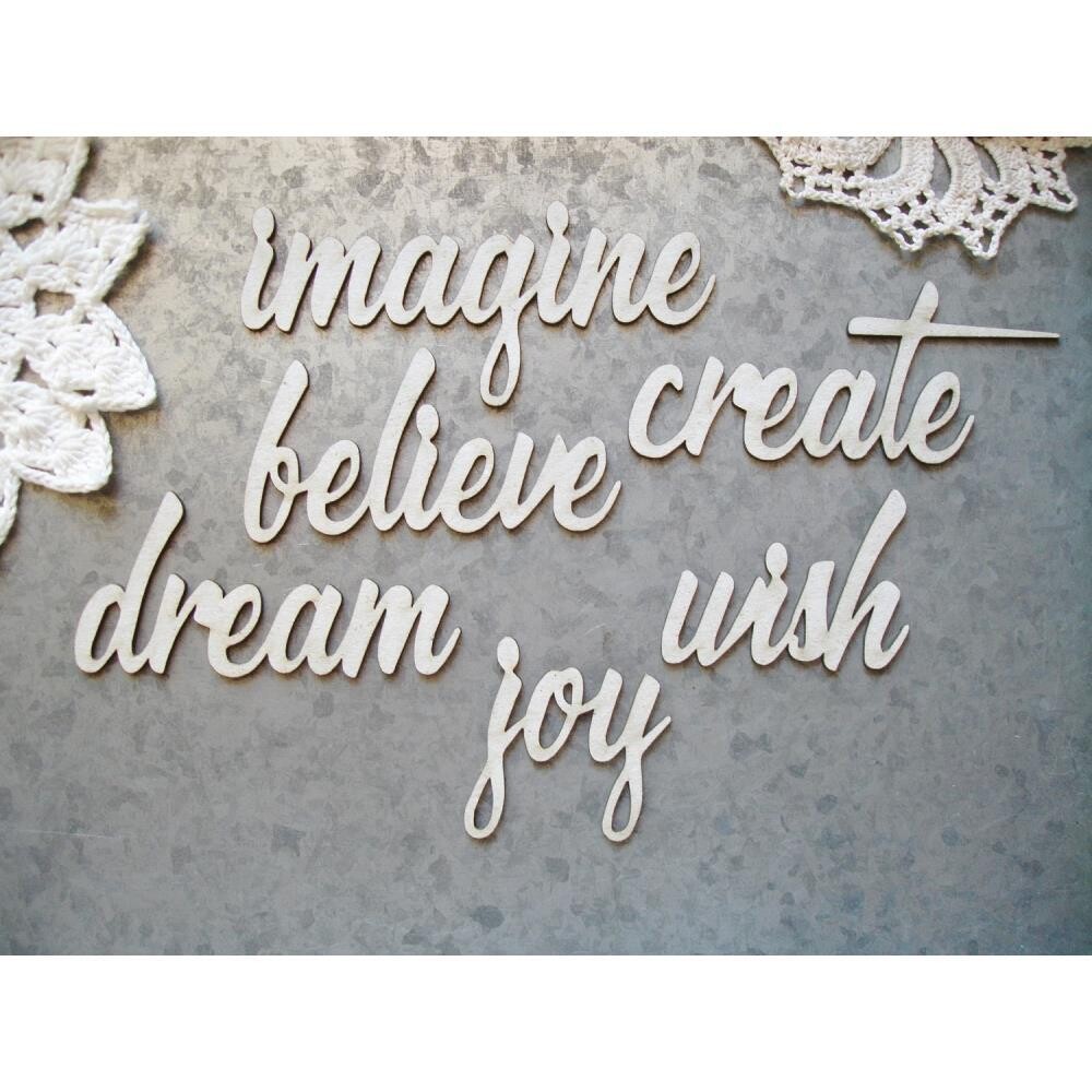 Imagine Words Set Chipboard