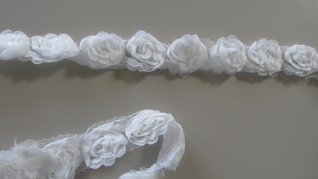 Organza Rose Trim 
View All (7), Choose an Option: White Rosette Trim .5m