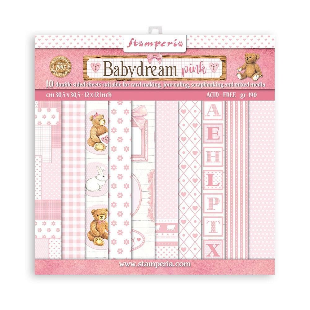STAMPERIA BABY DREAM PINK 12x12 Backgrounds Set