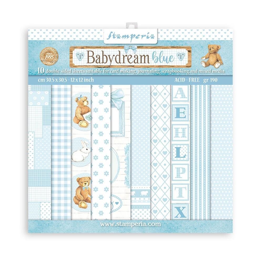 STAMPERIA BABY DREAM BLUE 8X8 Backgrounds Set
