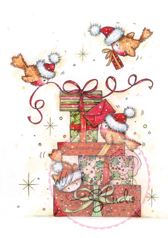 Robins On Presents Clear Stamp