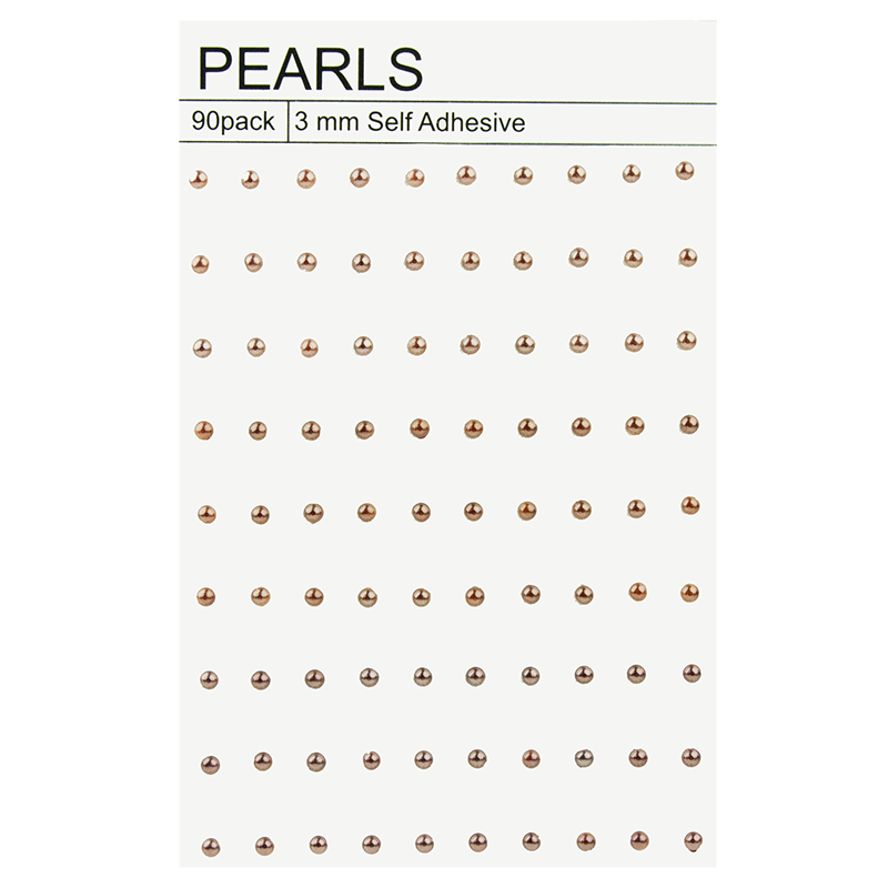 90 Mixed Brown Self Adhesive Pearls 3mm