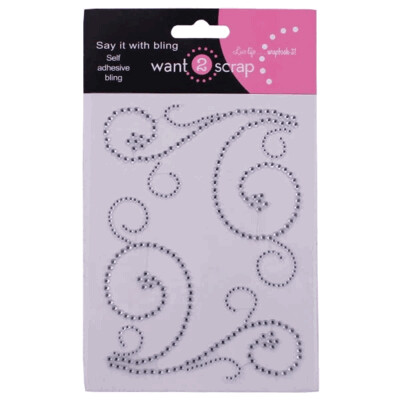 Want to Scrap Swirls - Silver Rhinestone