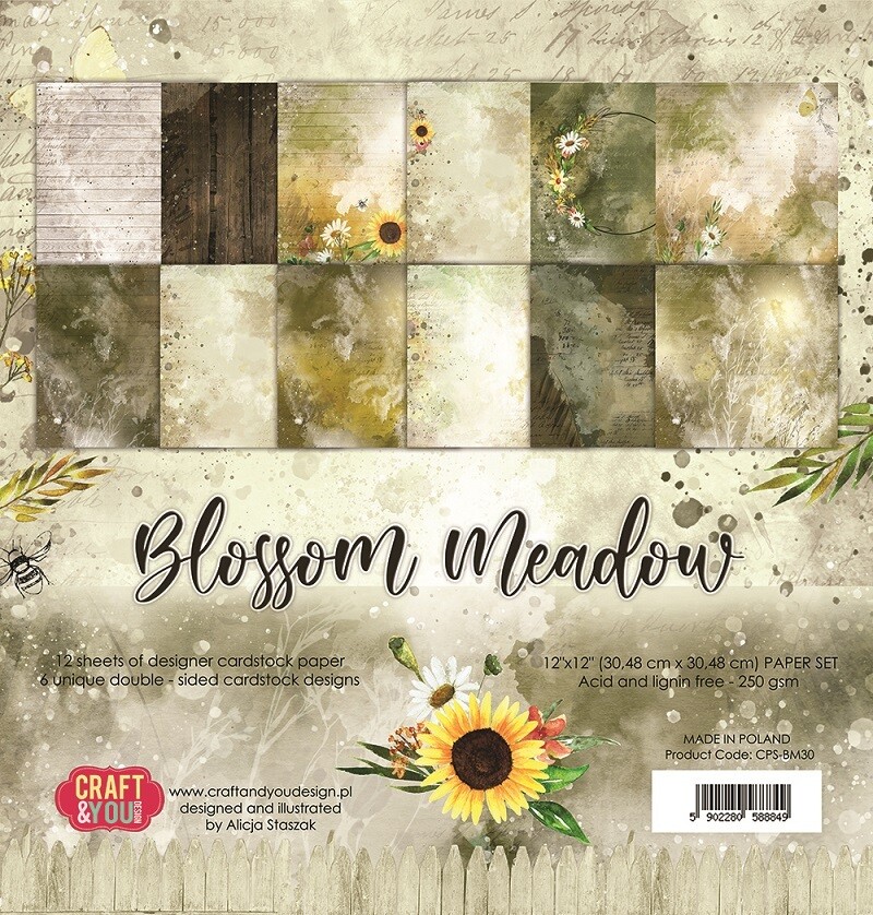 CRAFT &amp; YOU DESIGN BLOSSOM MEADOW 12x12 Paper Set