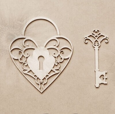 Heart Padlock &amp; Key Chipboard
