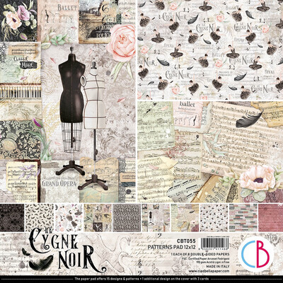 Ciao Bella LE CYGNE NOIR PATTERNS 12x12 Paper Pad