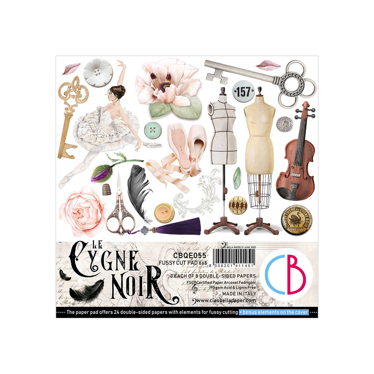 Ciao Bella LE CYGNE NOIR FUSSY CUT 6x6 Paper Set