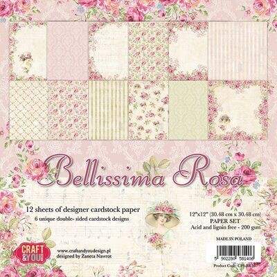 CRAFT &amp; YOU DESIGN BELLISSIMA ROSA 12x12 Paper Set