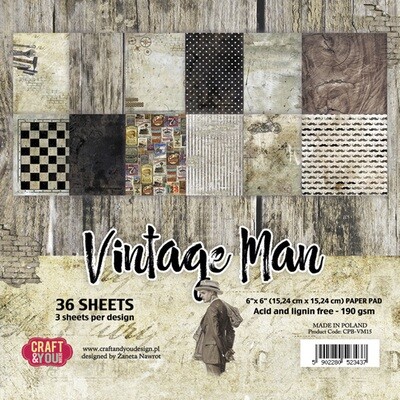 CRAFT &amp; YOU DESIGN VINTAGE MAN 6x6 Paper Set