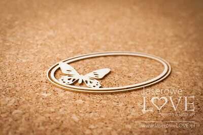 Oval Frame with Butterfly Chipboard