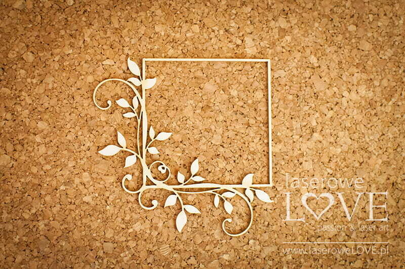 Square Frame with Leaves Chipboard