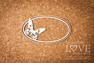 Oval Frame with Butterfly Chipboard
