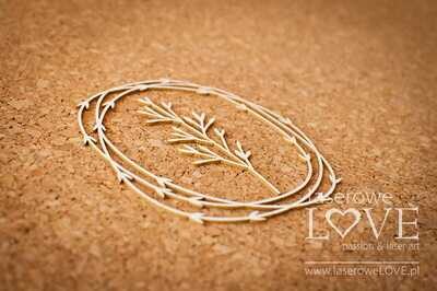 Oval Frame with Leaves and a Twig Chipboard