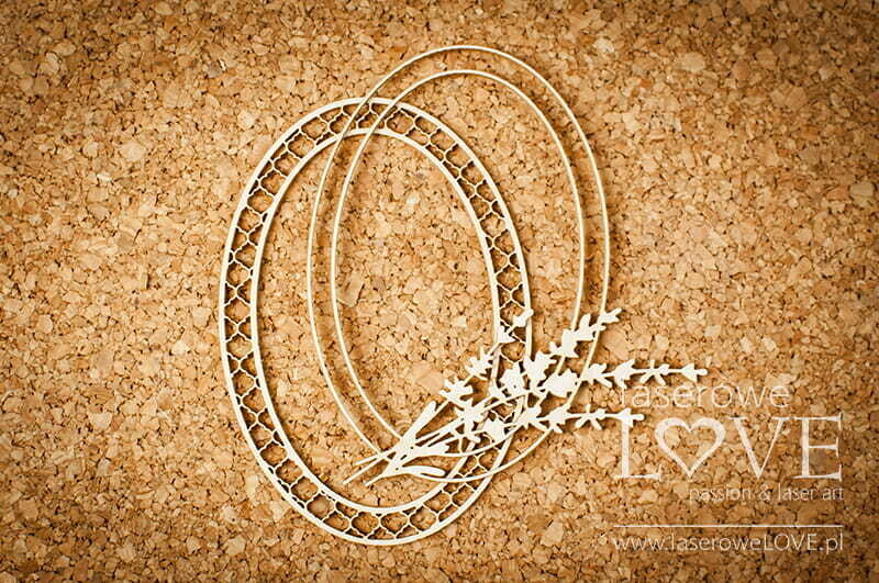2D Oval Frame with Lavender Chipboard