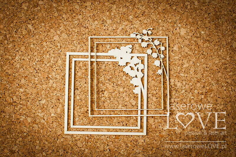 2D Square Frame with Lily of the Valley Chipboard