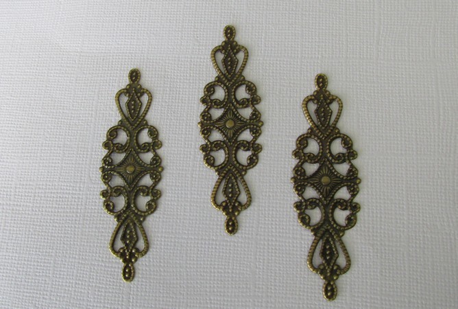 Antique Bronze Filigree x 3