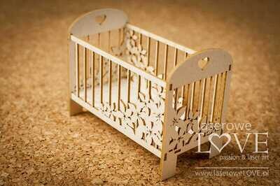 3D Lg Crib with Flower Chipboard