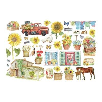 STAMPERIA SUNFLOWER ART Adhesive Paper Cut-Outs