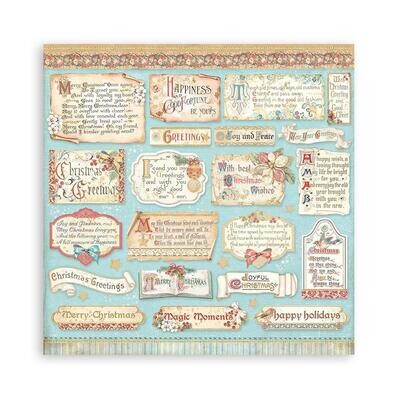 STAMPERIA CHRISTMAS GREETINGS 8x8 Paper Set