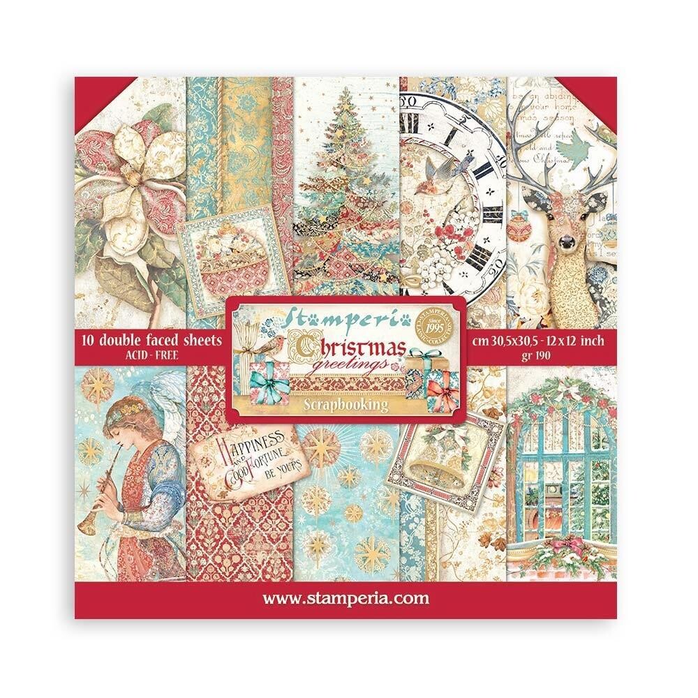 STAMPERIA CHRISTMAS GREETINGS 12x12 Paper Set
