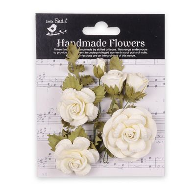 LITTLE BIRDIE 
VIDA IVORY PEARL PAPER FLOWERS
