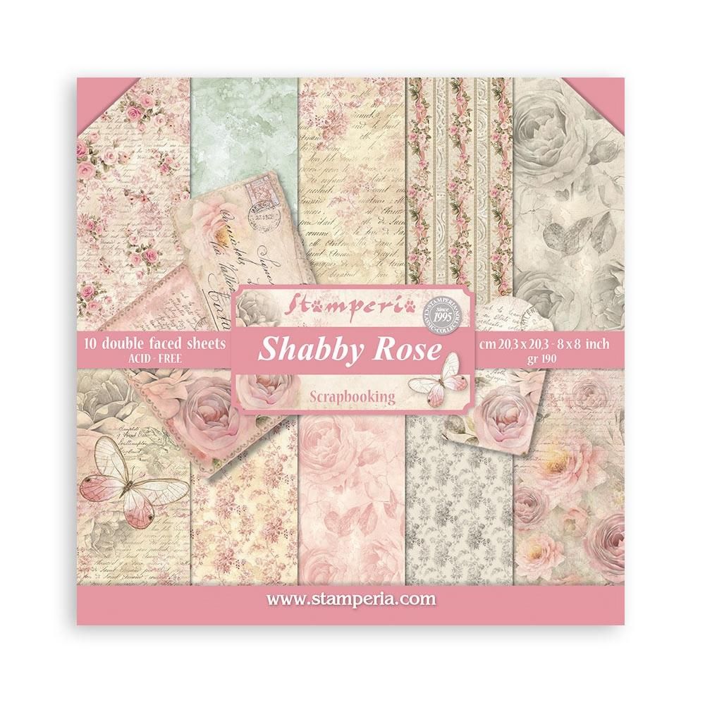 STAMPERIA SHABBY ROSE 8x8 Paper Set