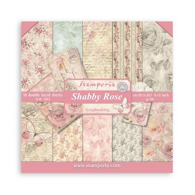 STAMPERIA SHABBY ROSE 8x8 Paper Set