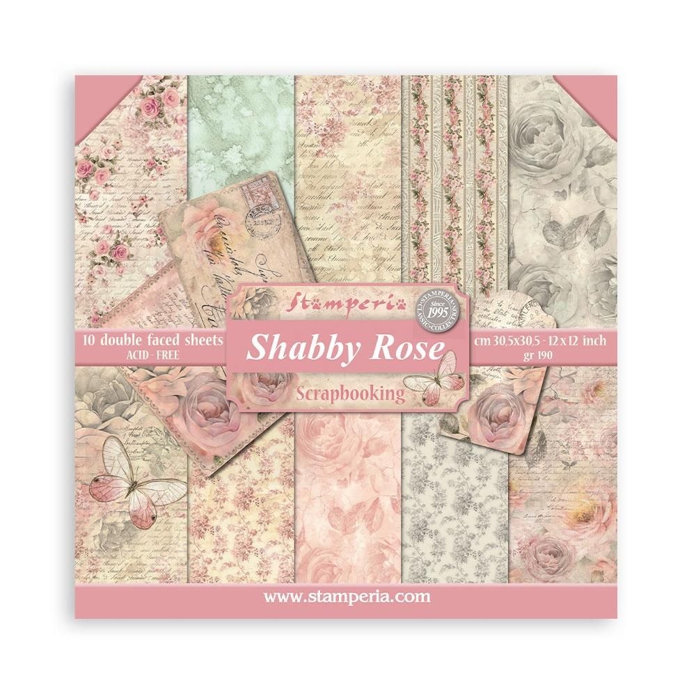 STAMPERIA SHABBY ROSE 12x12 Paper Set