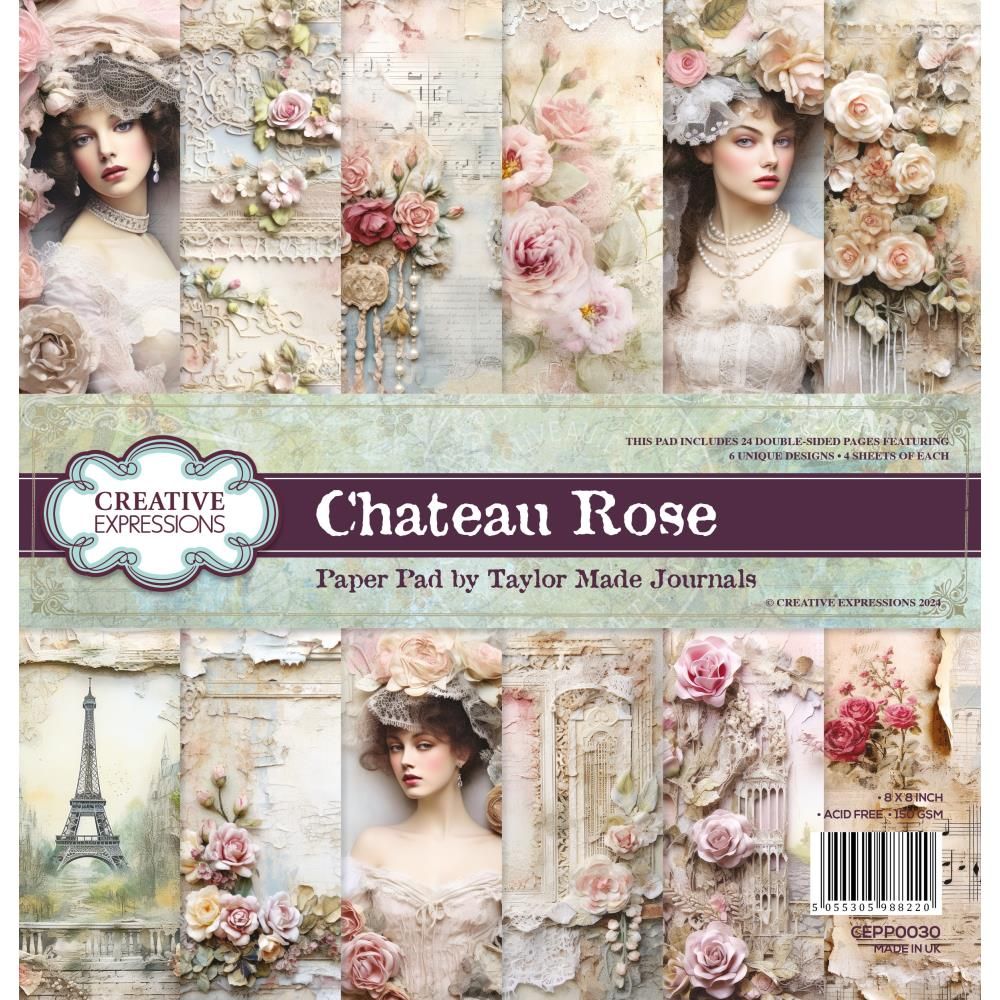 CREATIVE EXPRESSIONS  CHATEAU ROSE 8x8 Paper Pad By Taylor Made Journals