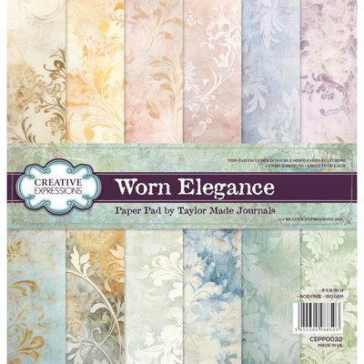 CREATIVE EXPRESSIONS  WORN ELEGANCE 8x8 Paper Pad By Taylor Made Journals