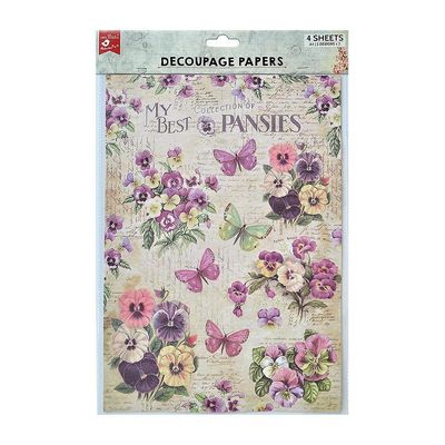 LITTLE BIRDIE - A4 Decoupage Papers x4 sheets
Pretty Pansies and Pansy Garden