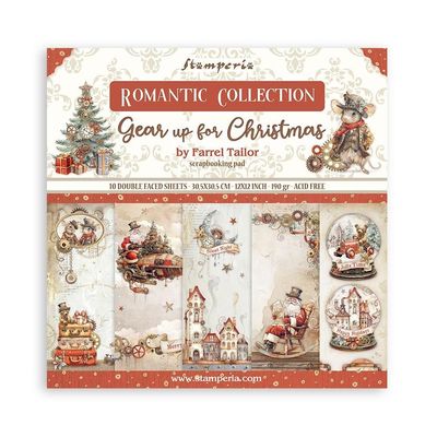 STAMPERIA ROMANTIC COLLECTION GEAR UP FOR CHRISTMAS 12x12 Paper Set