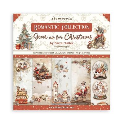 STAMPERIA ROMANTIC COLLECTION  Gear up for Christmas 8x8 Paper Set
