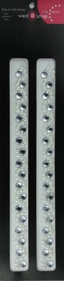 Want to Scrap Beautiful Bling Strips - White/Pearl/Silver Rhinestones - Pair