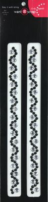 Want to Scrap Beautiful Bling Strips - Black Wave Rhinestones/Silver - Pair