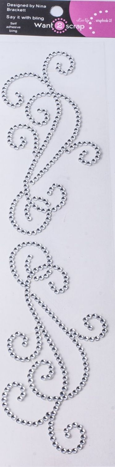 Want to Scrap Inspire Swirls (2 pack) Silver Rhinestones