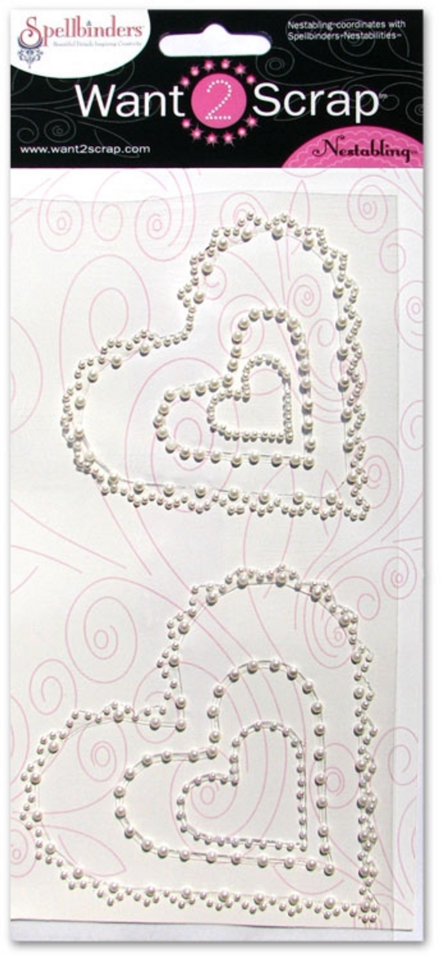 Want to Scrap Nestabling Scalloped Hearts White Pearl