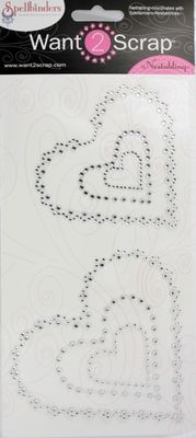 Want to Scrap Nestabling Scalloped Hearts Silver Rhinestones