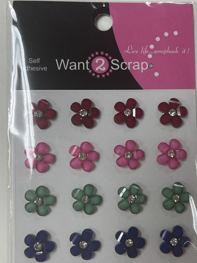 Want to Scrap Country Fresh - Crystal Cut Flowers with Rhinestone Centres